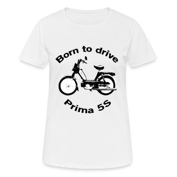 Born to drive HERCULES Prima 5S - Frauen T-Shirt atmungsaktiv - Weiß - Vorne - AI Model Female 172 dark (172cm)