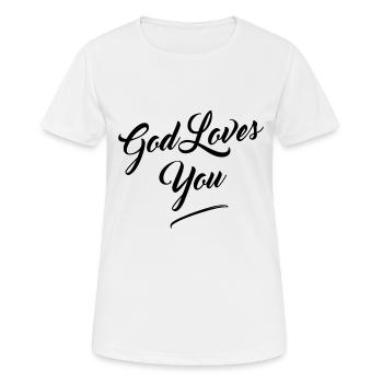 God Loves You - Women's Breathable T-Shirt - white - Front - AI Model Female 172 dark (172cm)