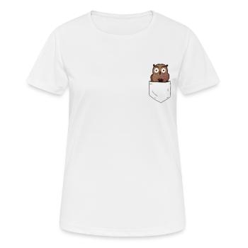 Eule in Tasche mit Kaffee Lustige Tiere - Frauen T-Shirt atmungsaktiv - Weiß - Vorne - AI Model Female 172 dark (172cm)