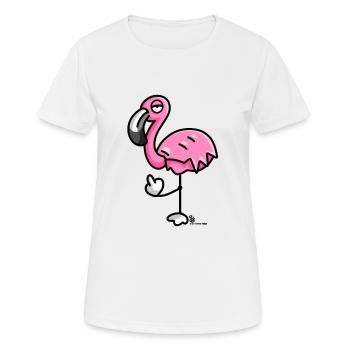Flamingo montre des doigts puants - T-shirt respirant Femme - blanc - Devant - AI Model Female 172 dark (172cm)