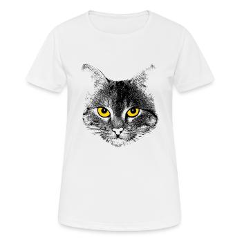 Katzengesicht - Frauen T-Shirt atmungsaktiv - Weiß - Vorne - AI Model Female 172 dark (172cm)