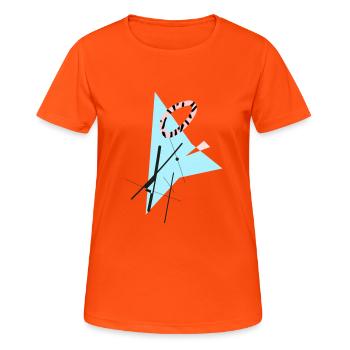 Hippe abstrakte, geometrische Formen & Shapes - Frauen T-Shirt atmungsaktiv - Neonorange - Vorne - AI Model Female 172 dark (172cm)