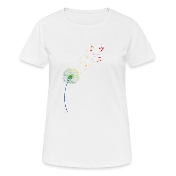 Regenbogen Pusteblume Löwenzahn Noten Musik - Frauen T-Shirt atmungsaktiv - Weiß - Vorne - AI Model Female 172 dark (172cm)