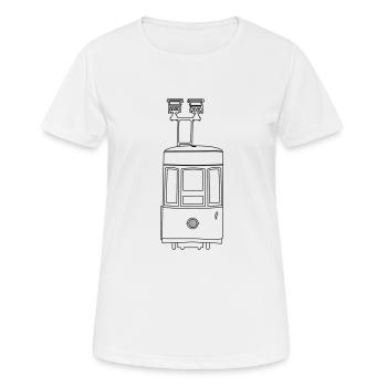 Tram Line-Art (Lisbonne) - T-shirt respirant Femme - blanc - Devant - AI Model Female 172 dark (172cm)