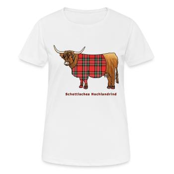 Schottisches Hochlandrind - Frauen T-Shirt atmungsaktiv - Weiß - Vorne - AI Model Female 172 dark (172cm)