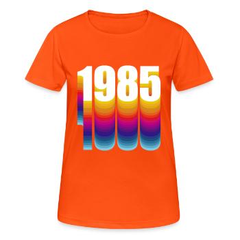 1985 - Women's Breathable T-Shirt - neon orange - Front - AI Model Female 172 dark (172cm)