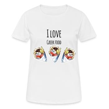 J'aime le cadeau de la cuisine grecque Grèce Gyros - T-shirt respirant Femme - blanc - Devant - AI Model Female 172 dark (172cm)