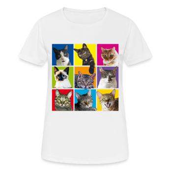 chats cool | chats cool - pop art | Pop Art - T-shirt respirant Femme - blanc - Devant - AI Model Female 172 dark (172cm)
