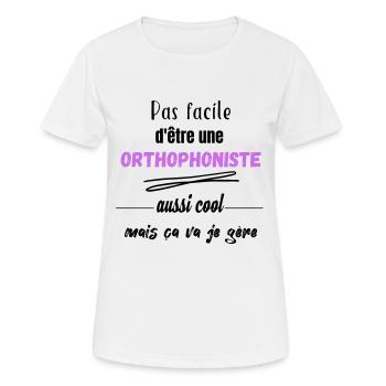 t-shirt orthophoniste. Idée cadeau humour - T-shirt respirant Femme - blanc - Devant - AI Model Female 172 dark (172cm)