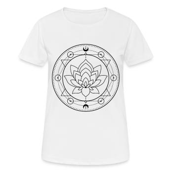 Lotus Mond Heilige Geometrie - Frauen T-Shirt atmungsaktiv - Weiß - Vorne - AI Model Female 172 dark (172cm)