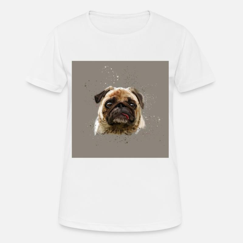Pug Watercolour artwork - Women's Breathable T-Shirt - white