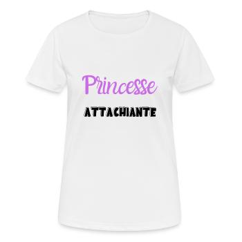 t-shirt princesse attachiante. Idée cadeau fille - T-shirt respirant Femme - blanc - Devant - AI Model Female 172 dark (172cm)