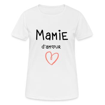 Mamie d'amour. Idée cadeau grand-mère - T-shirt respirant Femme - blanc - Devant - AI Model Female 172 dark (172cm)