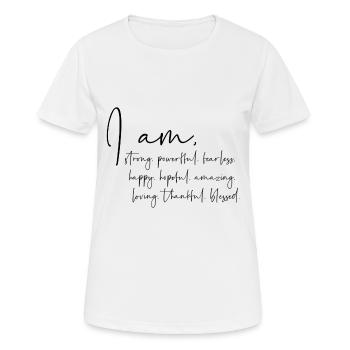 I am - Women's Breathable T-Shirt - white - Front - AI Model Female 172 dark (172cm)