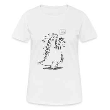 cute funny t-rex dinosaur pause break - Women's Breathable T-Shirt - white - Front - AI Model Female 172 dark (172cm)