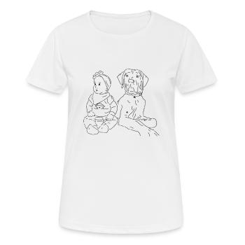 Bébé avec chien - T-shirt respirant Femme - blanc - Devant - AI Model Female 172 dark (172cm)