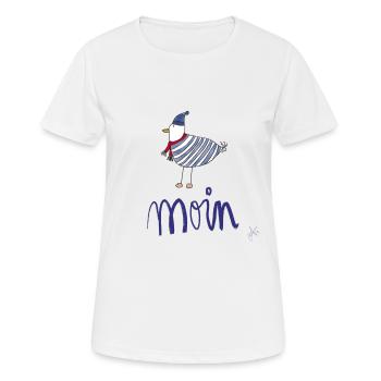 Moin seagull striped shirt - Women's Breathable T-Shirt - white - Front - AI Model Female 172 dark (172cm)