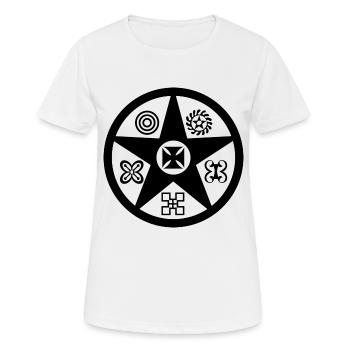 Adinkra T-Shirt - Säule der Transformation - Frauen T-Shirt atmungsaktiv - Weiß - Vorne - AI Model Female 172 dark (172cm)