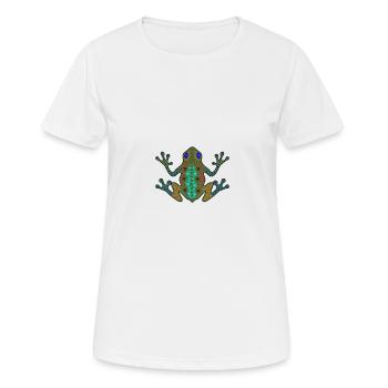 Grenouille d'art aborigène - T-shirt respirant Femme - blanc - Devant - AI Model Female 172 dark (172cm)