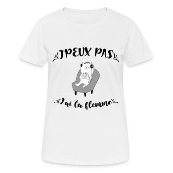 Ich kann nicht, ich bin faul, Katze auf dem Stuhl - Frauen T-Shirt atmungsaktiv - Weiß - Vorne - AI Model Female 172 dark (172cm)