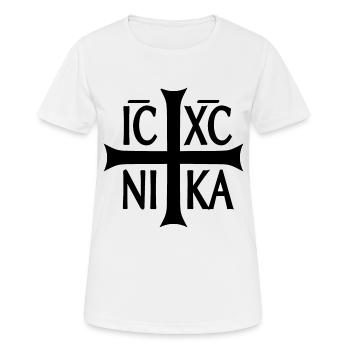 Christogram Jesus Christ Conquers - Women's Breathable T-Shirt - white - Front - AI Model Female 172 dark (172cm)