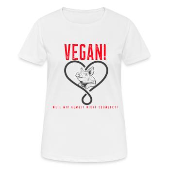Vegan parce que je n'aime pas la violence Porcinet - T-shirt respirant Femme - blanc - Devant - AI Model Female 172 dark (172cm)