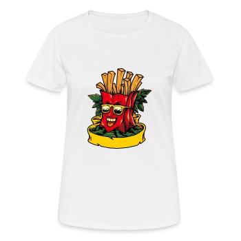 Frites drôles de restauration rapide avec des lunettes de soleil - T-shirt respirant Femme - blanc - Devant - AI Model Female 172 dark (172cm)