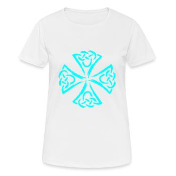 Keltische Symbole Stärke Mut - Frauen T-Shirt atmungsaktiv - Weiß - Vorne - AI Model Female 172 dark (172cm)