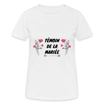 Témoin de la mariée - T-shirt respirant Femme - blanc - Devant - AI Model Female 172 dark (172cm)