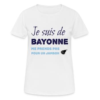 Je suis de Bayonne Me Prends pas pour un jambon - T-shirt respirant Femme - blanc - Devant - AI Model Female 172 dark (172cm)