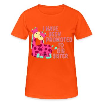 I Have been promoted to big sister - Frauen T-Shirt atmungsaktiv - Neonorange - Vorne - AI Model Female 172 dark (172cm)