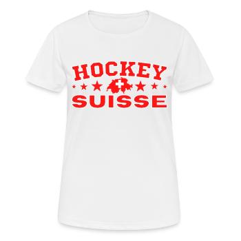 Eishockey Schweiz originelle Geschenkidee - Frauen T-Shirt atmungsaktiv - Weiß - Vorne - AI Model Female 172 dark (172cm)
