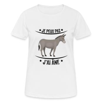 Je peux pas j'ai âne j'adore les ânes - T-shirt respirant Femme - blanc - Devant - AI Model Female 172 dark (172cm)