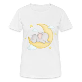 petit éléphant mignon dort sur la lune - T-shirt respirant Femme - blanc - Devant - AI Model Female 172 dark (172cm)