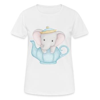 cute elephant in teapot - Women's Breathable T-Shirt - white - Front - AI Model Female 172 dark (172cm)