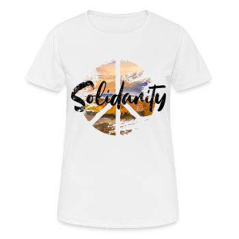 Paix woodstock Solidarité - T-shirt respirant Femme - blanc - Devant - AI Model Female 172 dark (172cm)