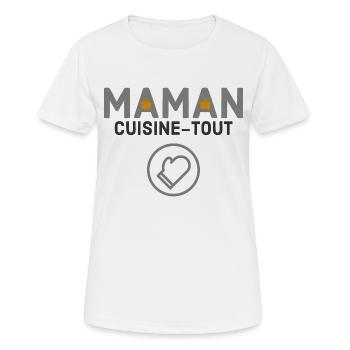 Maman cuisine tout - T-shirt respirant Femme - blanc - Devant - AI Model Female 172 dark (172cm)
