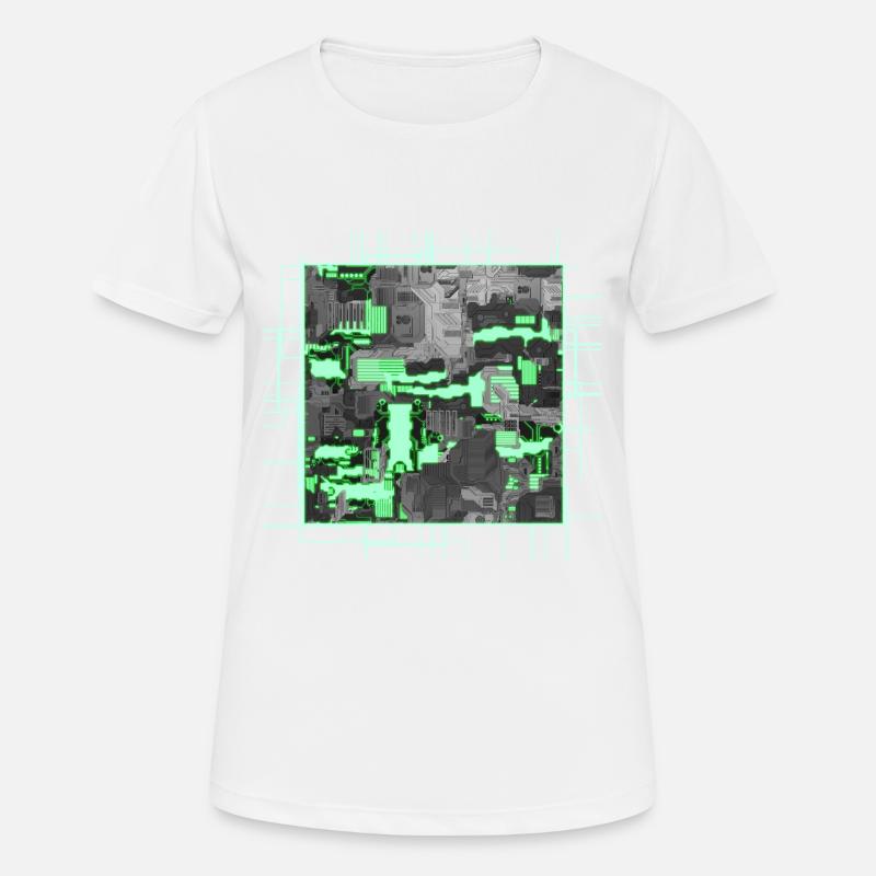 Green Stylized Motherboard - Women's Breathable T-Shirt - white