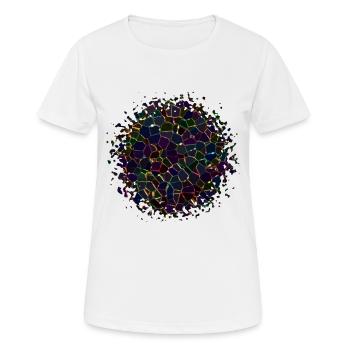 Buntes geometrisches Schwarzlichtmuster - Frauen T-Shirt atmungsaktiv - Weiß - Vorne - AI Model Female 172 dark (172cm)