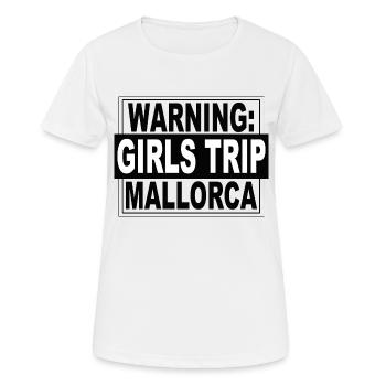Saying: Warning Girls Trip Mallorca Design - Women's Breathable T-Shirt - white - Front - AI Model Female 172 dark (172cm)