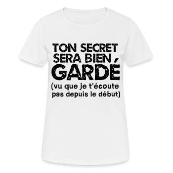 ton secret sera bien gardé - T-shirt respirant Femme - blanc - Devant - AI Model Female 172 dark (172cm)