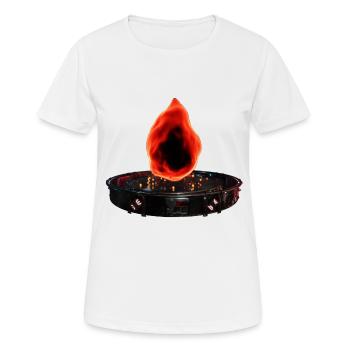 Stilisiertes Feuer in Sci-Fi-Plataform - Frauen T-Shirt atmungsaktiv - Weiß - Vorne - AI Model Female 172 dark (172cm)