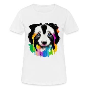 Langhaar-Collie Welpe in Farbe - Frauen T-Shirt atmungsaktiv - Weiß - Vorne - AI Model Female 172 dark (172cm)