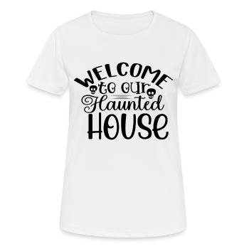 Bienvenue dans notre maison hantée - T-shirt respirant Femme - blanc - Devant - AI Model Female 172 dark (172cm)