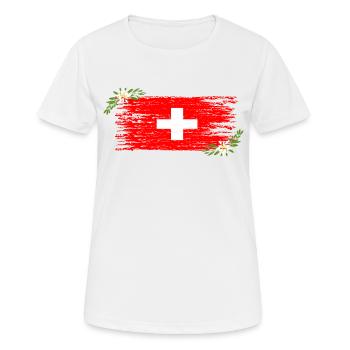 Drapeau suisse - T-shirt respirant Femme - blanc - Devant - AI Model Female 172 dark (172cm)