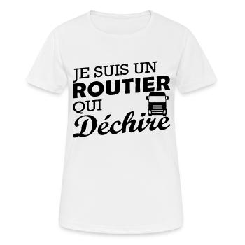 routier qui déchire - T-shirt respirant Femme - blanc - Devant - AI Model Female 172 dark (172cm)