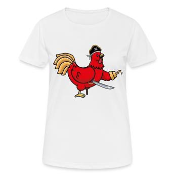 Humour Poule Drôle Animal Coq pirate Poulet Poule - T-shirt respirant Femme - blanc - Devant - AI Model Female 172 dark (172cm)