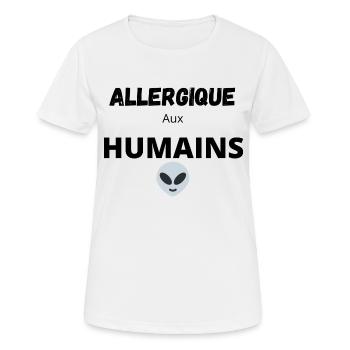 ALLERGIQUE AUX HUMAINS - T-shirt respirant Femme - blanc - Devant - AI Model Female 172 dark (172cm)