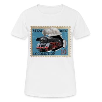 Steam locomotive stamp - Women's Breathable T-Shirt - white - Front - AI Model Female 172 dark (172cm)