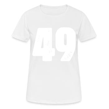 49 Zahl Trikot - Frauen T-Shirt atmungsaktiv - Weiß - Vorne - AI Model Female 172 dark (172cm)